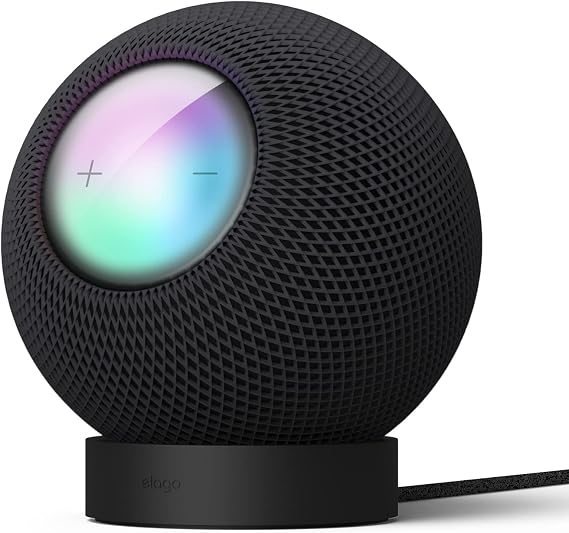elago HomePod Mini Compatible Silicone Stand, Anti-Slip, Scratch Resistant, Mount, Simple, Small, Desktop Holder, Speaker Stand, Compatible with Apple HomePodmini, Black