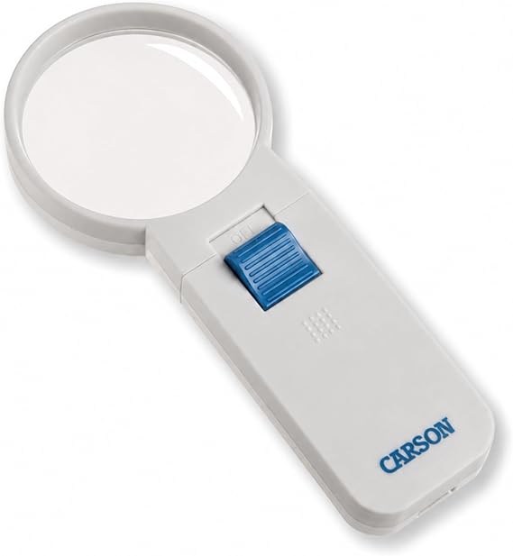 Carson Illuminated LED Lighted 5x Hand Held 2.5'' Aspheric Magnifier (SV-50),White