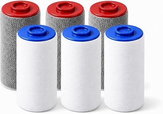 Replacement Filter Cartridges fit for Weddell Duo Shower System - Premium Filter Cartridges, Reduce Chlorine, PFAS, Particulates, Improves Skin & Hair (3+3)