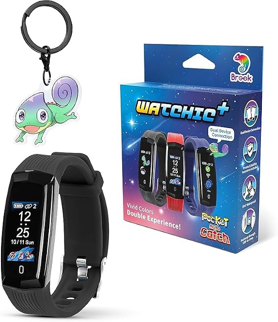 Brook Pocket Auto Catch Watchic Plus with Keychain - Dual Accounts Auto Catcher, IPX7 Waterproof, 0.96-inch Color Display, for Pokemon Go go Catcher Accessory [Exclusive Version] (Black)