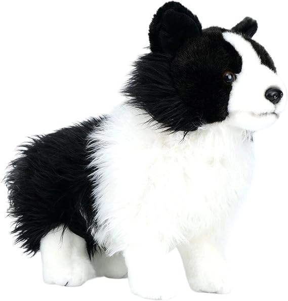 predolo Stuffed Animals Border Collie Cute Black and White Puppy Standing Huggable