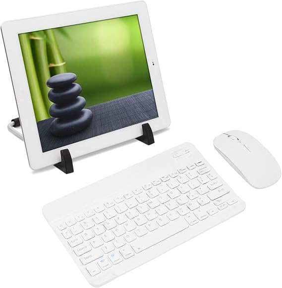 Honor Pad X9 ile uyumlu Şarjlı Bluetooth Kablosuz Klavye Mouse + Tablet Standı - FC1088 (Beyaz)