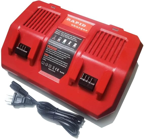 Replace of Mil-Waukee M-18 DualBay Simultaneous Rapid Charger 48-59-1802 for Mil 18V Lithium Battery 48-11-1811,C18B, Li18, N18...