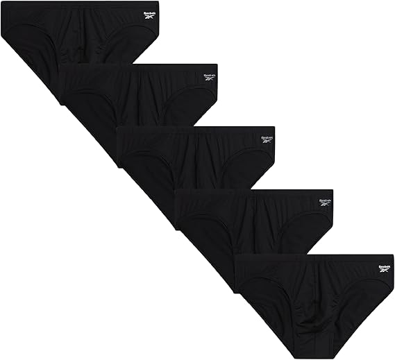 Reebok Mens Low Rise Briefs 5 Pack Athletic Underwear with Contour Pouch