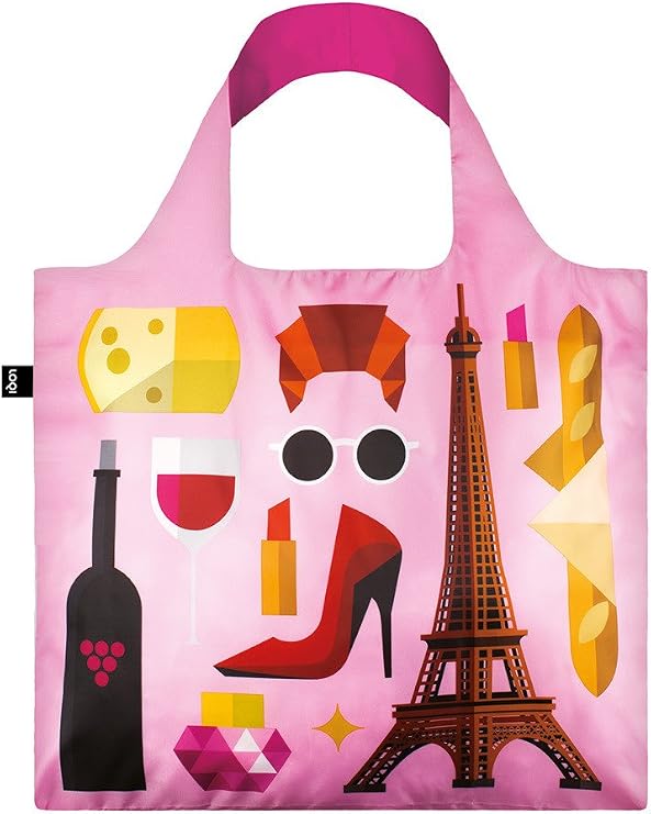 LOQI HEY Studio Paris Reusable Shopping Bag, Pink