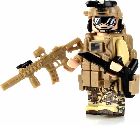 Battle Brick 1.6 Inches Tall Seal Team Six Commando Custom 1 Special Operations Collectible Minifigure in The USA | Genuine Military Minifig | Great Gift for Ages 8+ to Adult AFOL