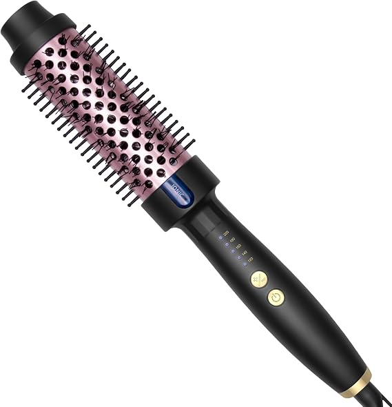 Thermal Brush 38MM, Ionic Hair Heated Curling Brush, 130°C-200°C with Double PTC for Fast-Heating, Rosegold/Black
