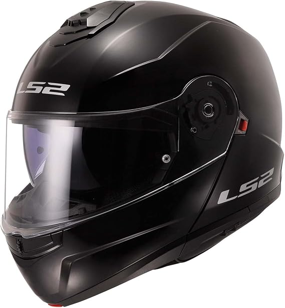 LS2 Helmets Strobe II Modular Motorcycle Helmet W/SunShield (Gloss Black - X-Small)