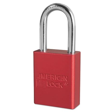 American Lock A1106RED-KD Solid Aluminum Padlocks, 1/4" Diameter, 1 1/2" L x 3/4" W, Red