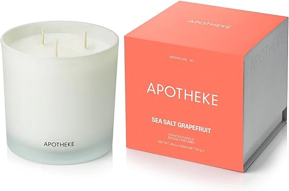 Apotheke Signature 3 Wick Scented Candles, Sea Salt Grapefruit - 26 Oz