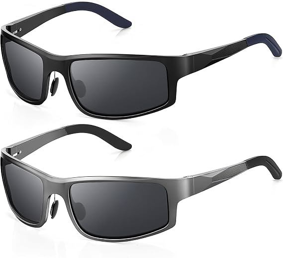Unbreakable Polarized Sports Sunglasses for Men, Scratch/Seawater-Proof/Oleophobic Coating Lens, Aluminum Frame Sun Glasses