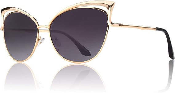 GQUEEN Trendy Oversized Sunglasses Womens Polarized Cat Eye Shades UV400