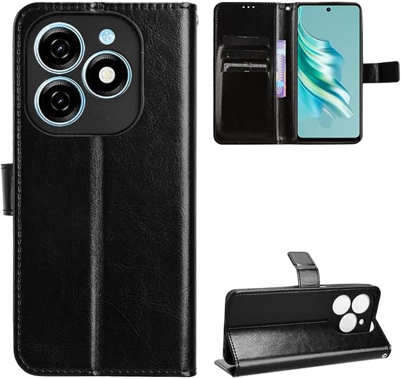 Tecno Spark 20 4G Case [Wallet Case] [Kickstand] [Card Slots] [Magnetic Flip Cover] Compatible with Tecno Spark 20 4G Smartphone(Black)