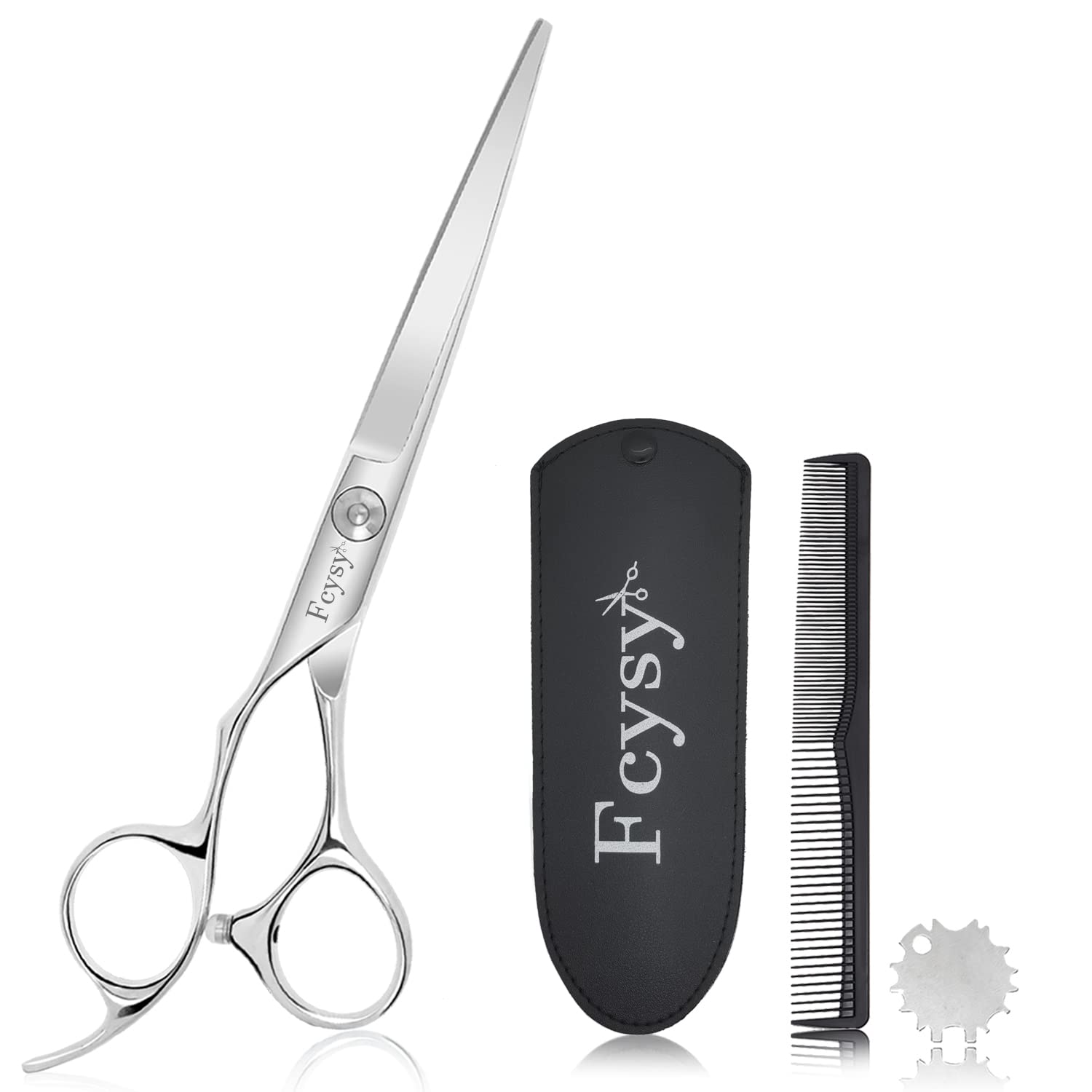 Fcysy Left Handed Hair Cutting Scissors Hair Shears, Professional 6” Left Hand Barber Haircut Salon Scissors, Sharp Lefty Hand Hairdressing Shears Haircutting Scissors for Cutting Hair for Women Men
