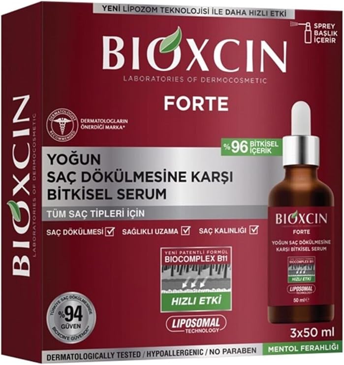 Bioxcin Forte Serum, 3x50ml, Yoğun Saç Dökülmesine Karşı Bitkisel Serum