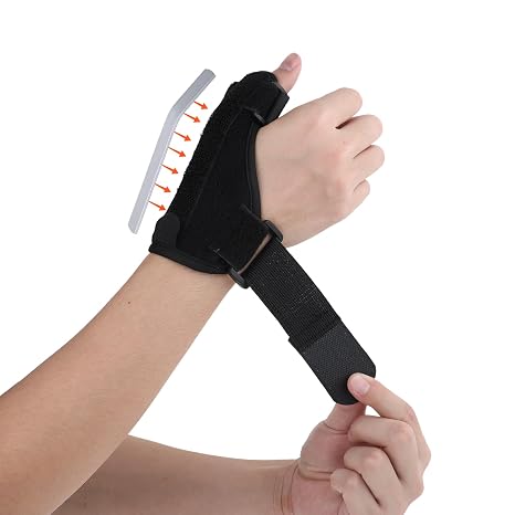 Piriuuo Thumb Brace, Unisex Thumb Splint AdjustableThumb Spica Splint for Right or Left Hand (Black)