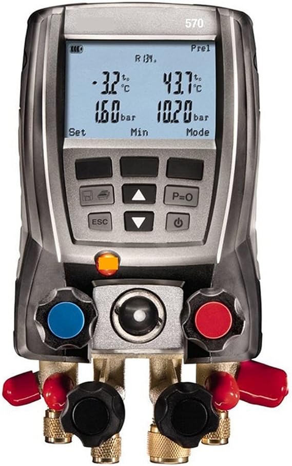 HVAC Gauges 570-2 Digital Manifold Gauge Kit 4 Valves with 2 Clamps Refrigeration Pressure Gauge Data Storage Internal Vacuum Sensor