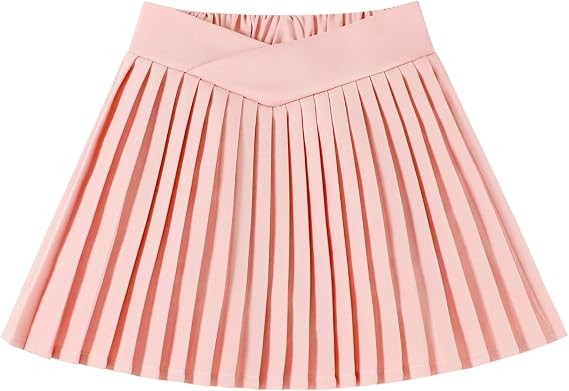 Toddler Pleated Skirts Girls Mini Skorts with Shorts Elastic Waist Uniform Skater Athletic Tennis Skirts for Girl