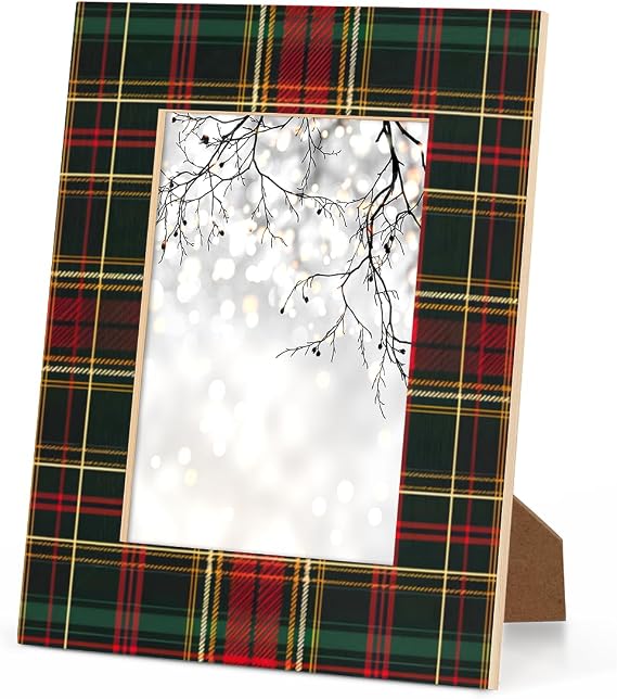 Buffalo Classic Check Plaid - Red 8x10 Picture Frame, Display Pictures 7.5x9.5 with Mat, 8 by 10 Poster Frame 1 Pack, Tabletop Display Wall Hanging Photo Frame