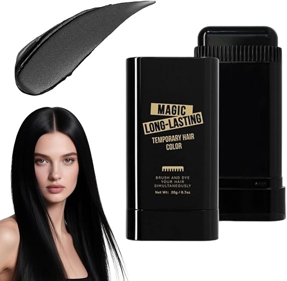 Umite Chef Instant Hairline Powder Stick for Women & Men Waterproof Hairs Root Cover Up, Gray Hair Concealer, Long-Lasting Scalp Touch Up Stick, Natural Black Hair Shadow Filler - Black