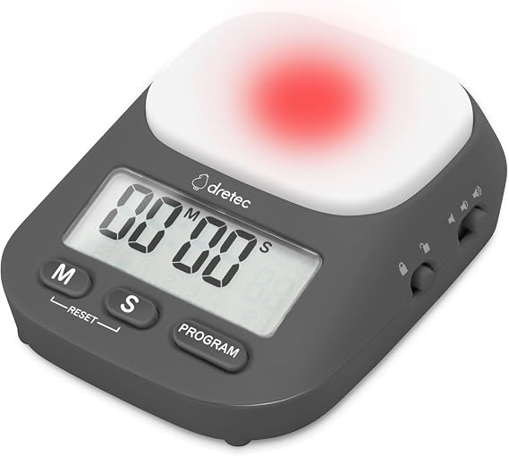 dretec Learning Timer My Routine Study Countdown Silencing Volume Switching Function Maximum 199 Minutes 55 Seconds Repeat Interval Clock Light Dark Gray