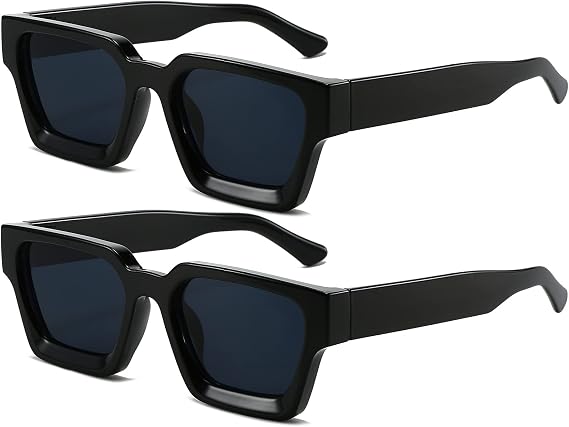 AIEYEZO Square Sunglasses for Women Men Square Thick Frame Sun Glasses Simple Designer Style Shades