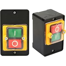 2Pcs Push Button Switch Motor, 10A AC 220V/380V Motor on off Switch 3.1in Mounting Hole, on off Start Stop Switch with KAO-10KH for Drilling Machines, Grinders, Lathes