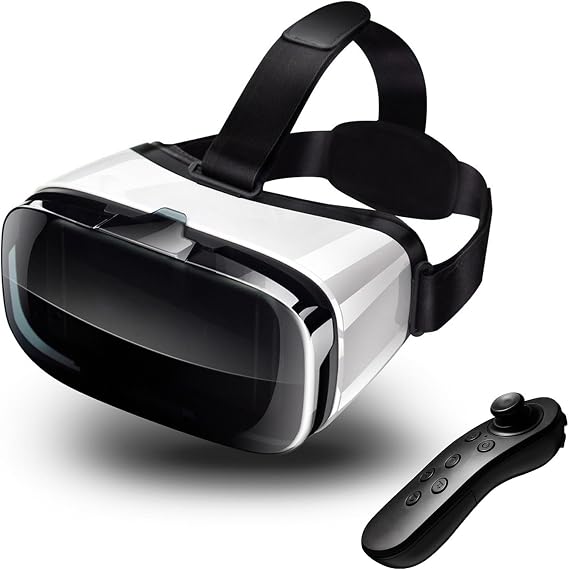 VR Headset for Phone with Controller, Compatible with iPhone Samsung and Android 3D Virtual Reality for Kids and Adults VR Goggles for Smartphone /4.5-6.3in Eyes Protected Anti-Blue HD Lenses