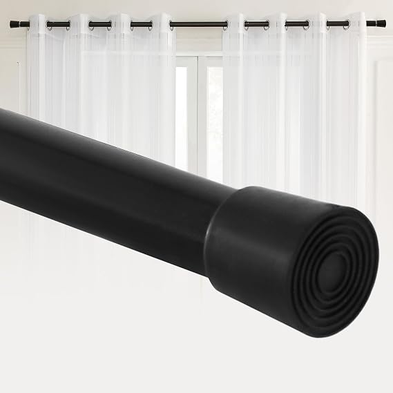 Tony's collection Tension Curtain Rod Adjustable 17 to 39-inch Curtains Rods No Drilling, Black Small Tension Curtain Rods for Closet, Cupboard, Kitchen/Shower/Doorway Curtains