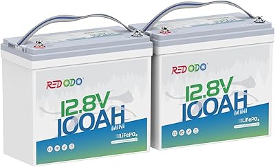 Redodo 12V 100Ah MINI Lithium Battery, Smaller LiFePO4 Lithium Battery with Up to 15000 Deep Cycles, 10 Years Lifetime, Upgraded 100A BMS for RVs, Trolling Motors, Off Grid and Solar Home 2 PACK