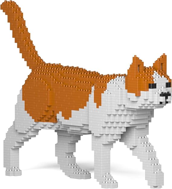 JEKCA Cat 11S-M03 | Orange and White Cat Plastic Building Blocks | Age 14+