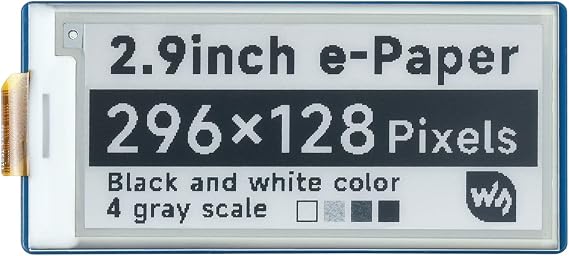waveshare 2.9inch E-Paper E-Ink Display Module for Raspberry Pi Pico 296128 Pixels Black/White Partial Refresh Support with SPI Interface