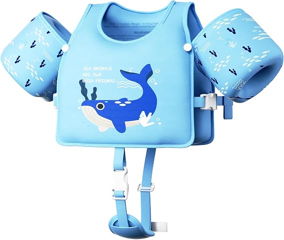 Toddler Swim Vest, Toddler Floaties Fit 13-33LBS, Swim Vest for Toddlers Learning to Swim, Puddle Kids Jumper with Adjustable Strap, Swim Jacket Arm Floaties for Baby Boys Girls 1-7 Years Old