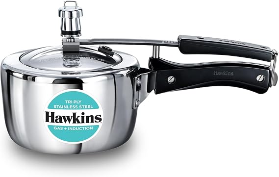 HAWKINS Triply Stainless Steel Pressure Cooker, Inner Lid Induction Cooker, (HSST15) 1.5 litres Silver