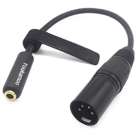 Youkamoo 4 Pin XLR to 4.4mm Female | 4.4mm Female to 4 Pin XLR Male Balanced Adapter Cable 15cm Short Silver Plated for Headphones, Amplifiers, and DAC