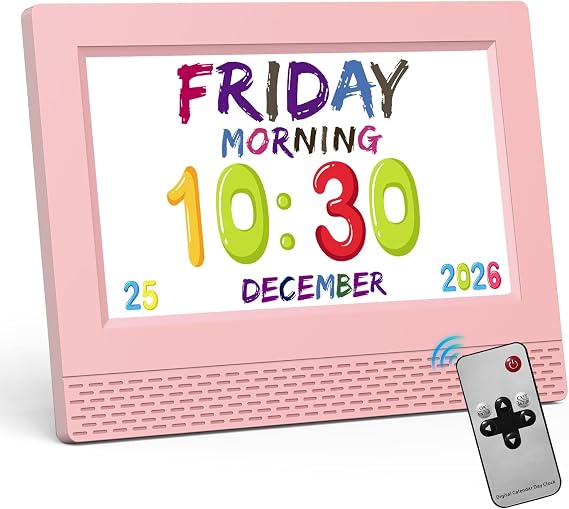 Kids Digital Alarm Clock with Voice Scene Reminders, 7" Eye-Caring Display
