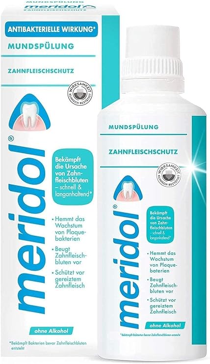 Meridol Mouthwash Antibacterial Effect for Healthy Teeth & Gums, Alcohol Free , 400 ml / 13.53 Fl.oz