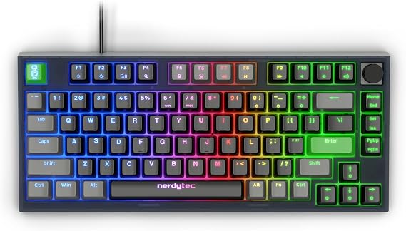 Couchmaster CYKEY, Mechanical Gaming Keyboard with RGB Backlit, Wired TKL Layout with Hot-Swappable Switches and Multi-Control Knob, 75% Compact Design, for PC and Laptop Windows/Mac
