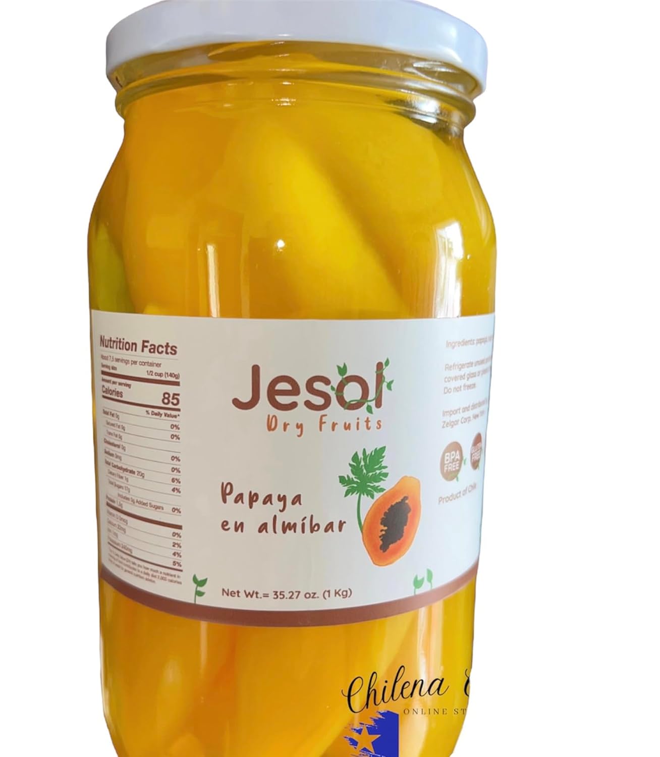 Chilean papayas, preserved fruit, 1 lts
