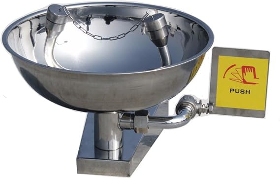 CGOLDENWALL Wall-Mounted Emergency Eyewash Eye Washer Emergency Wall Mounted Eyewash Station Double Mouth 304 Stainless Steel Bowl