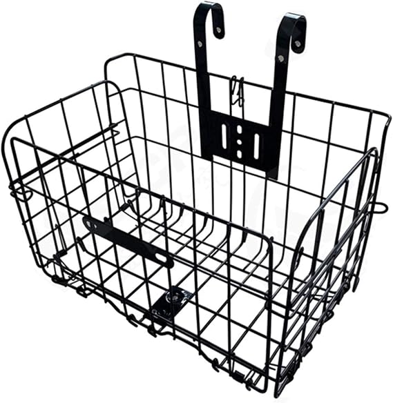 Folding Bike Front Basket Bicycle Wire Basket with Handles Easy Installation on Front Handlebar