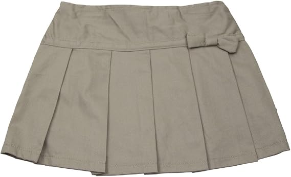 U.S Polo Association Little Girls' Toddler Bow Accent Pleated Scooter 4T Khaki