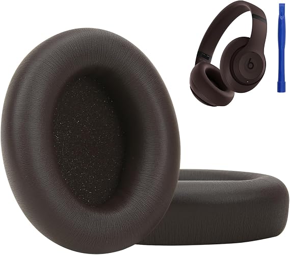 Ear Cushions Compatible with Beats Studio Pro, Replacement Ear Pads with Upgraded Memory Foam& Comfortable Protein Leather (Deep Brown)
