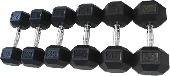 Apollo Athletics HDRS-5-50 Rubber Dumbbell Set, 5-50 lb