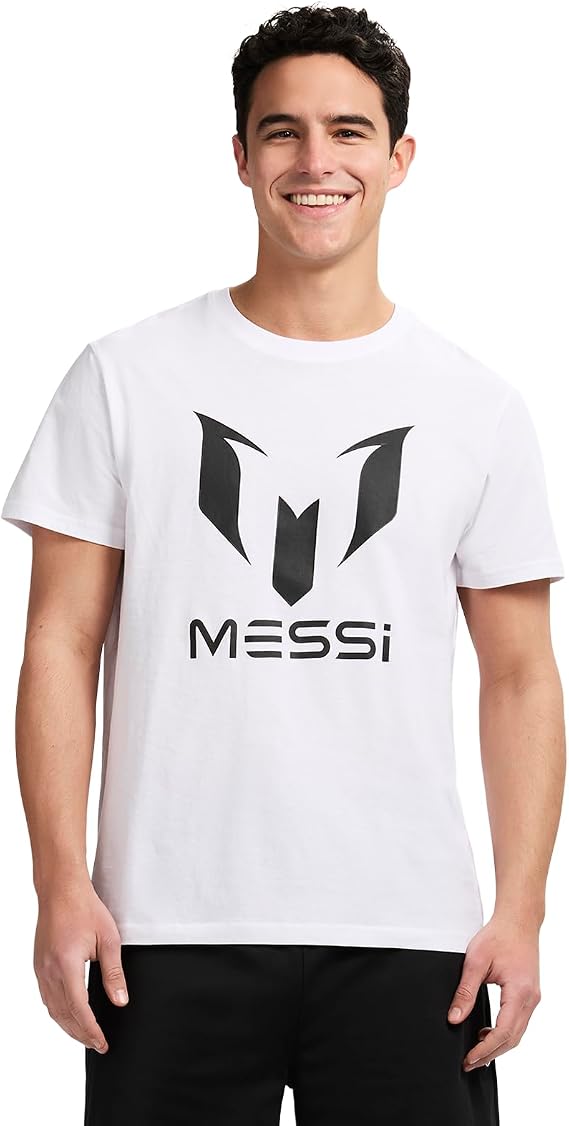 Messi Men's Wingstar Logo Tee, Lifestyle Short Sleeve T-Shirt, Standard Fit with Graphic
