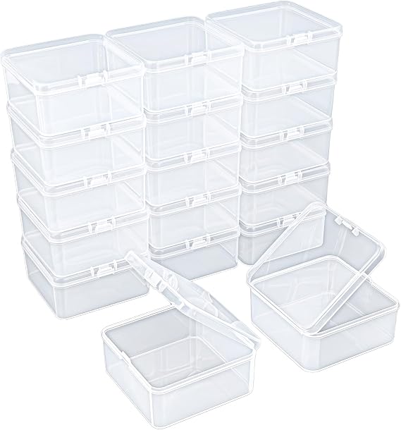 Goodma 17 Pieces Square Empty Mini Clear Plastic Storage Box, 75x75x35mm