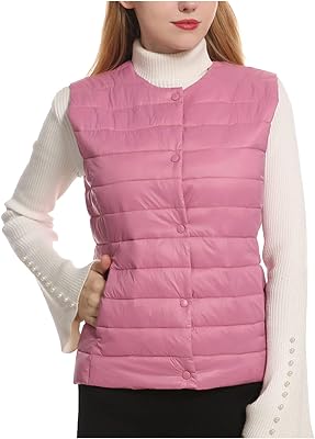 Women Heated Vest Pink Heated Gilet, Ladies Buttons Waistcoat USB Charging Round-Neck Heating Jacket Body Warmer