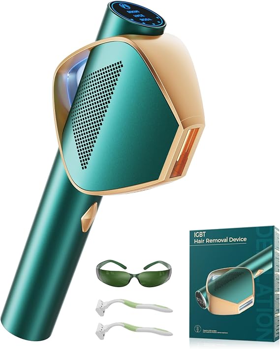 Laser Hair Removal Device, 600-1200NM IPL Hair Removal Device, 0.8s Rapid Flash IGBT, Max 19.8J, Unlimited Flashes, 3 Energy Modes Hair Removal Device for Women, Body, Armpits, Bikini