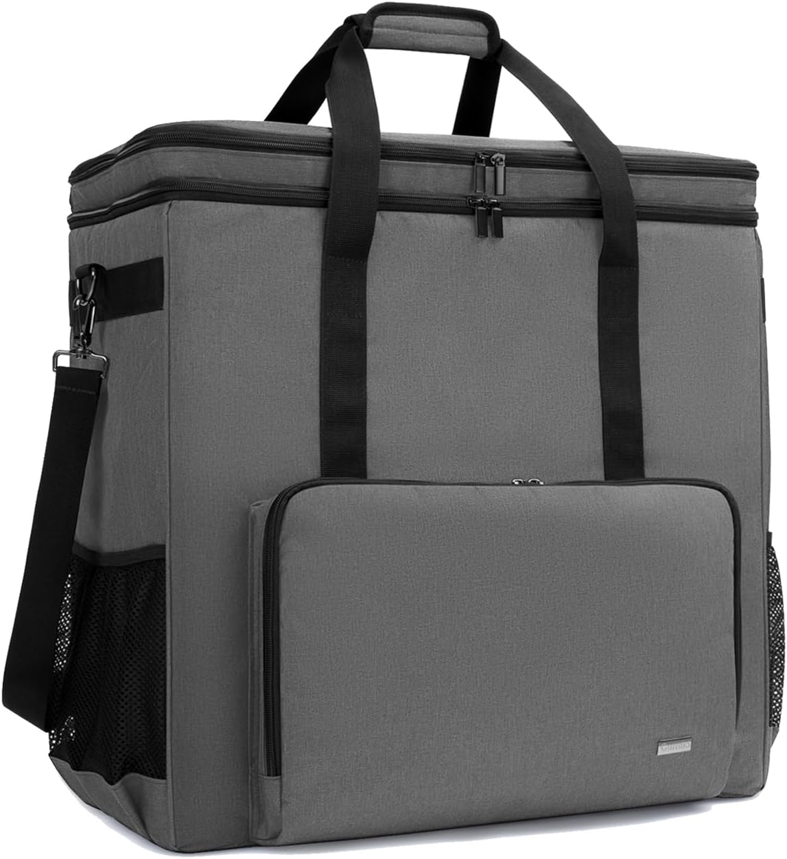CURMIO Double-Layer Carrying Case for Computer Tower, Desktop Computer Travel Storage Tote Bag for PC Chassis, Keyboard, Cable and Mouse, Headphone, Bag Only, Grey