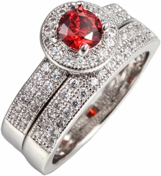 Ruby Simulated Micro Inserted Band Ring